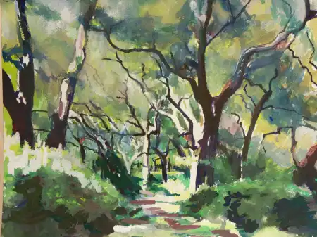 Buccheri Path Through Summer Cork Oak Woods Sicily - Nicholas Stedman
