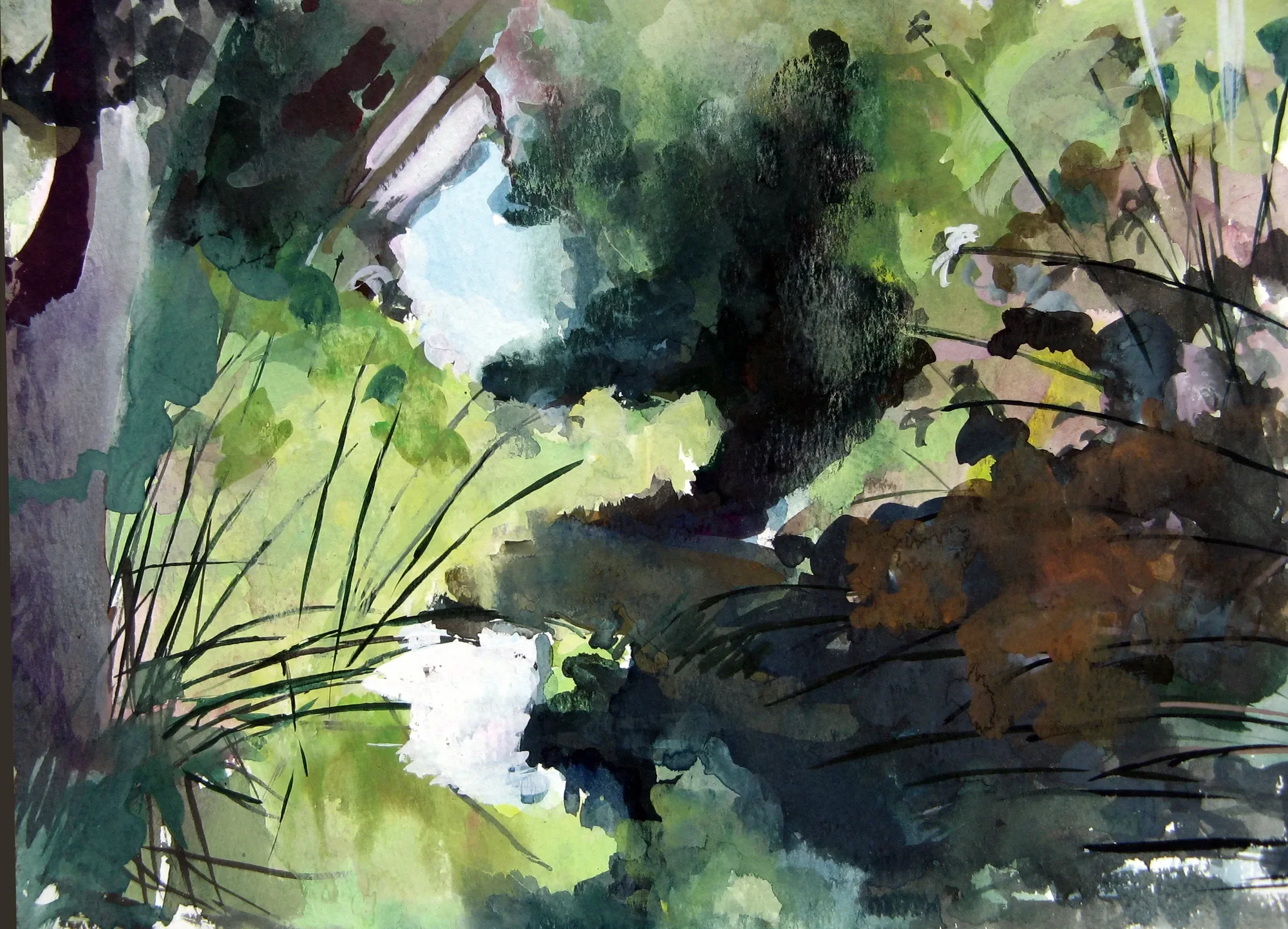 Gouache landscape of the River Ciane near Syracuse