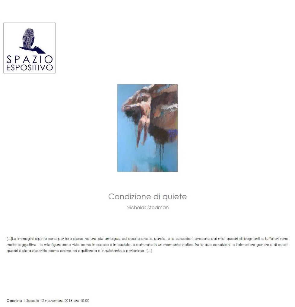 Solo exhibition flier for Gallery Agrigento