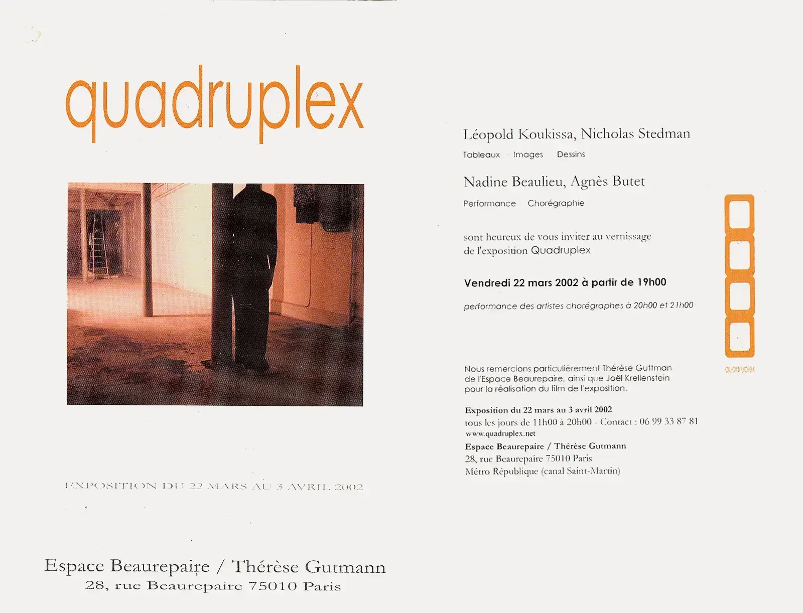 Exhibition flier for Beaurepaire gallery show in Paris