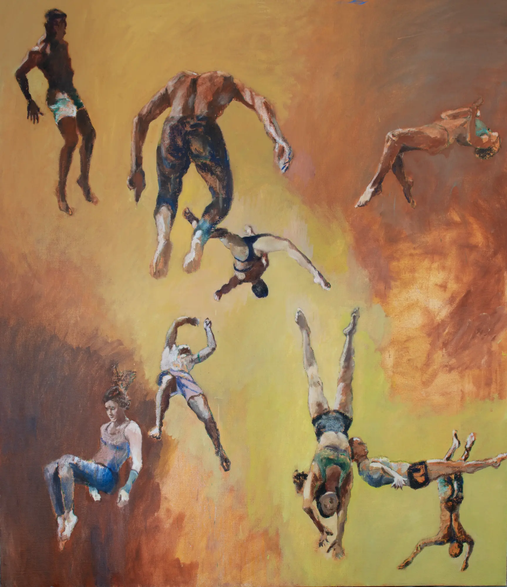 Chaos 2024 - New Circus Paintings | Nicholas Stedman - Chaos 2024 painting, acrobat chaos, contemporary oil painting
