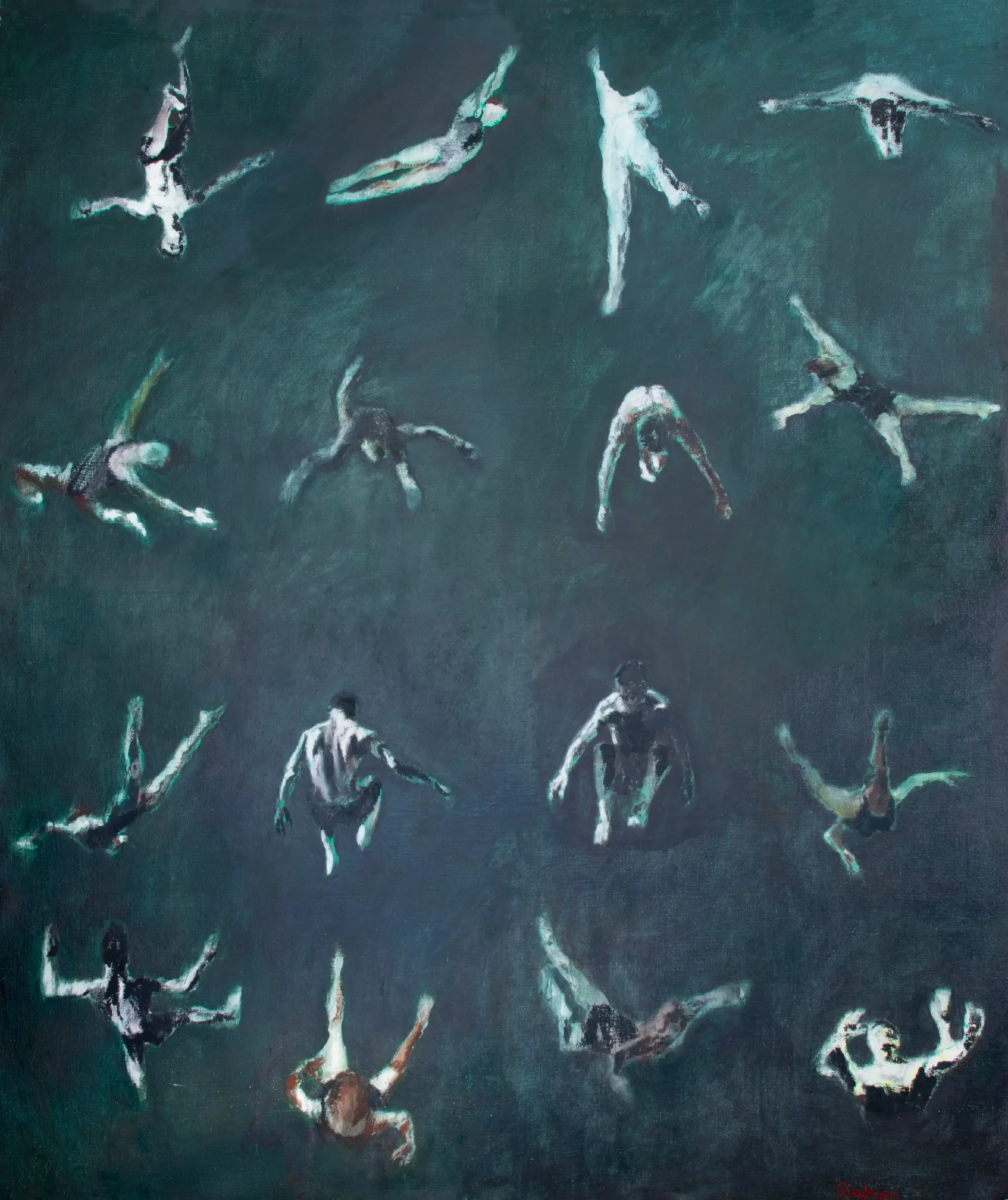 Circus artist spinning freely in space