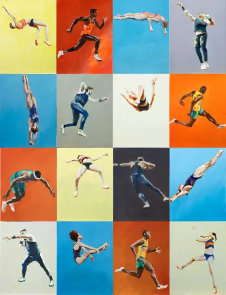 Contemporary Olympic Games Painting - The movements of athletics | Nicholas Stedman