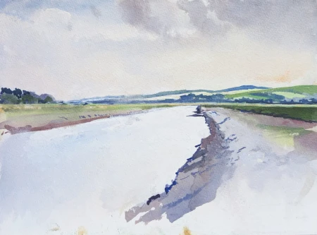 Gouache painting of the River Ouse at Newhaven