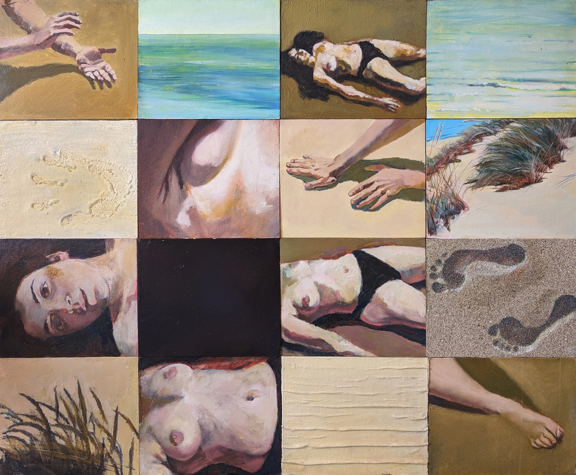 Histoire de corps - Body Fragments Polyptych | Nicholas Stedman - Histoire de corps, body story painting, fragmented figure art