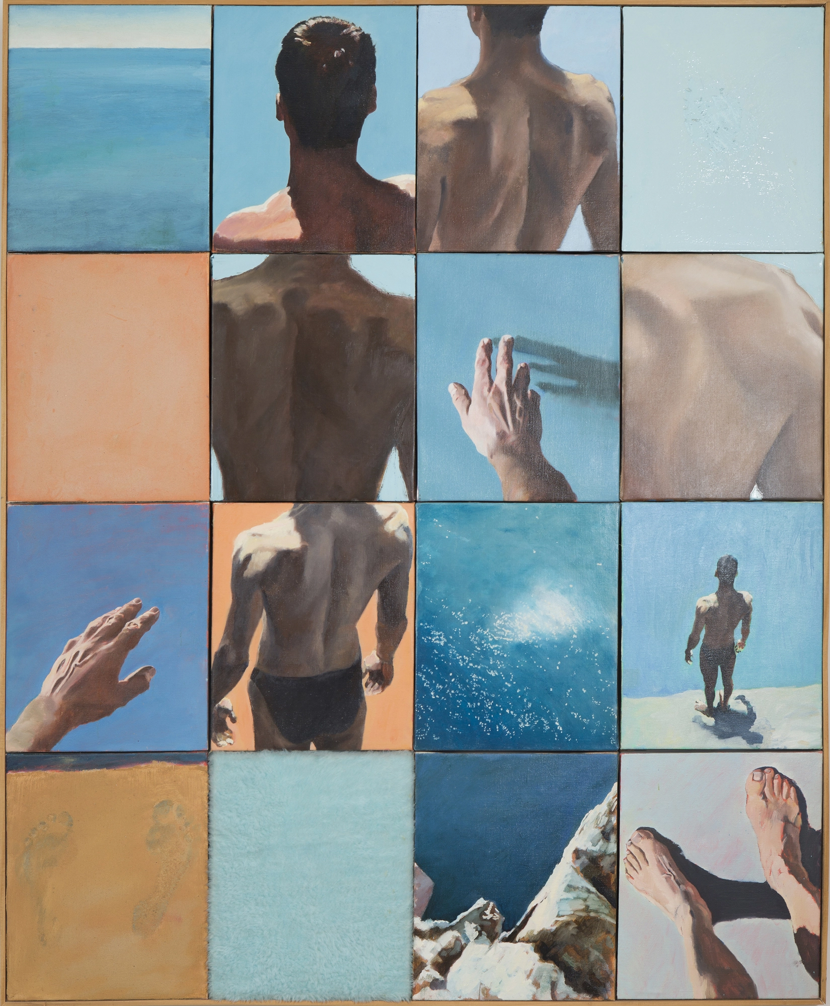 Diver 2001 Polyptych - Multi-panel Painting | Nicholas Stedman - polyptych painting, multi-panel art, Nicholas Stedman, diver art, body fragments