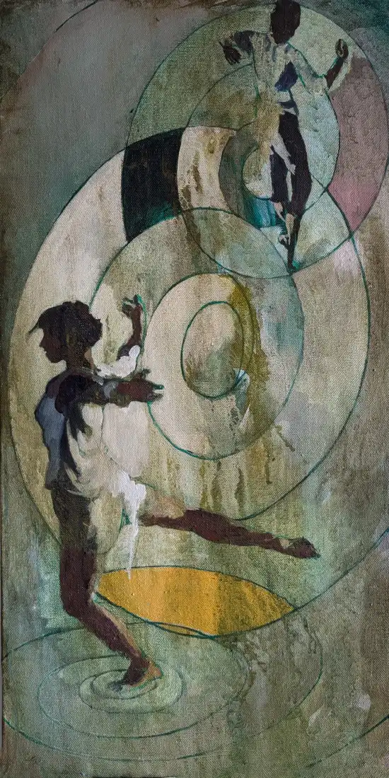 Vertical study of a dancer in fluid spiral movement