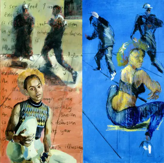 Portrait emerging through embossed text inspired by Rose Royce