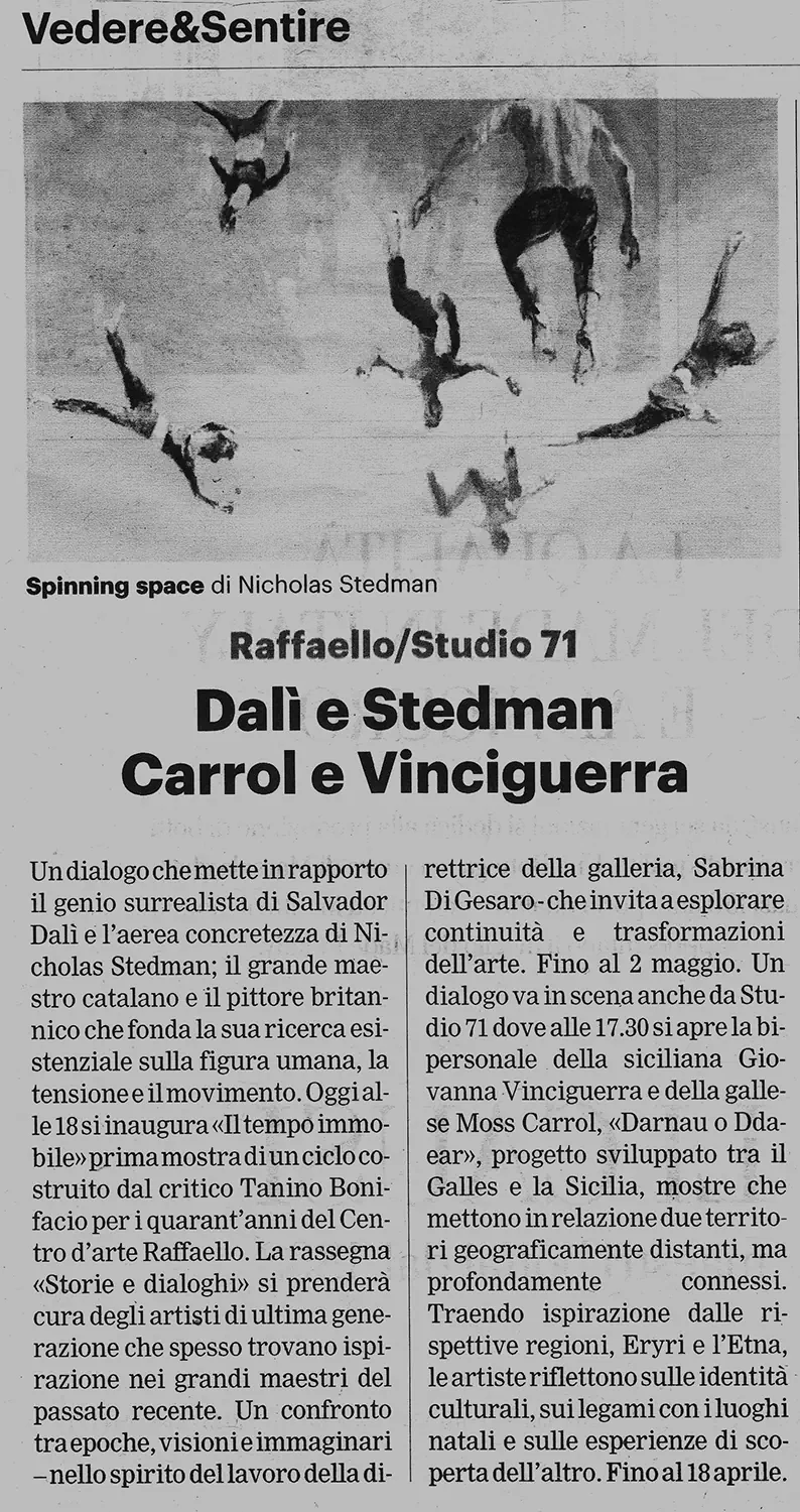 Press coverage of "Il tempo immobile" in Giornale di Sicilia.