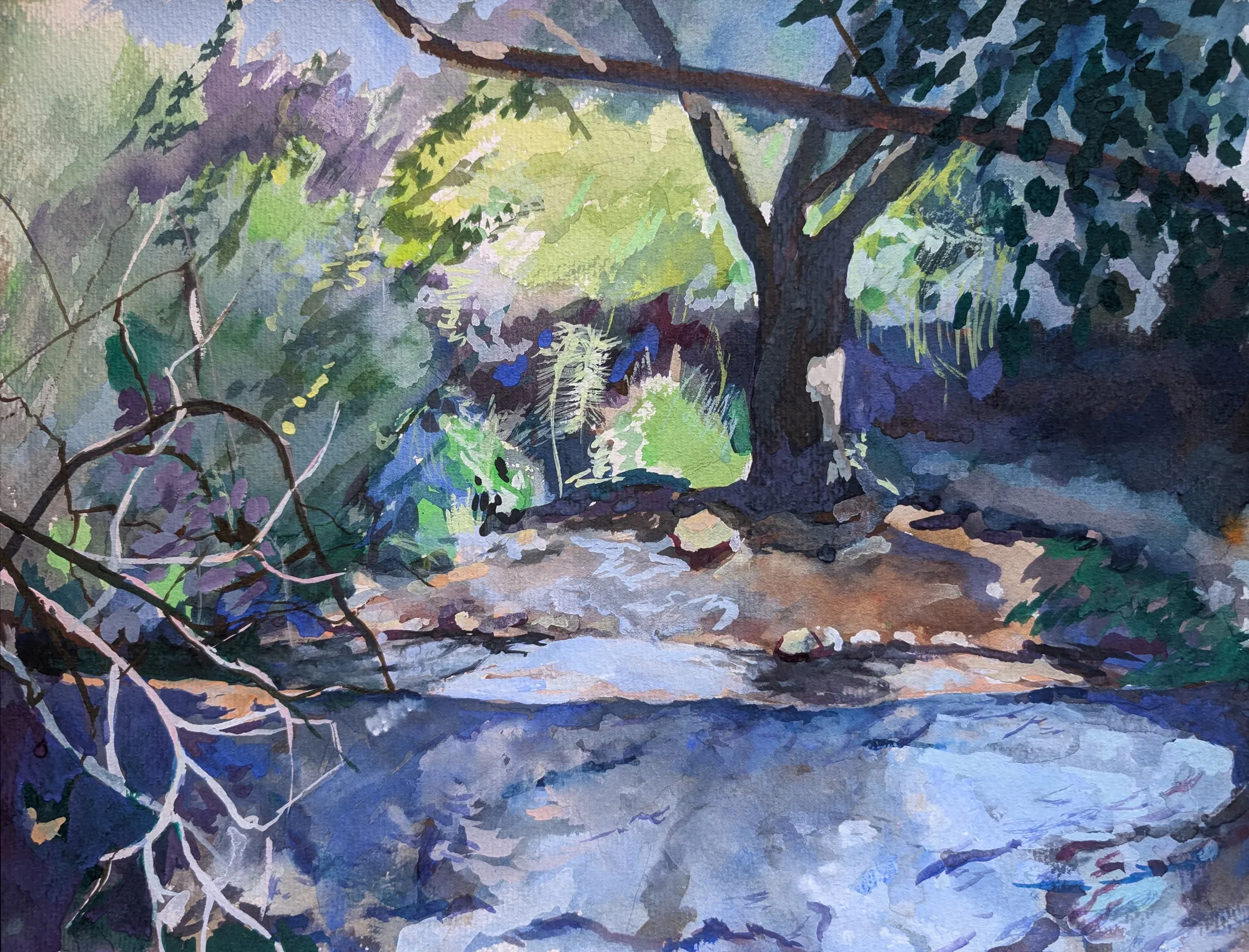 Gouache painting above the Naca Nica waterfall