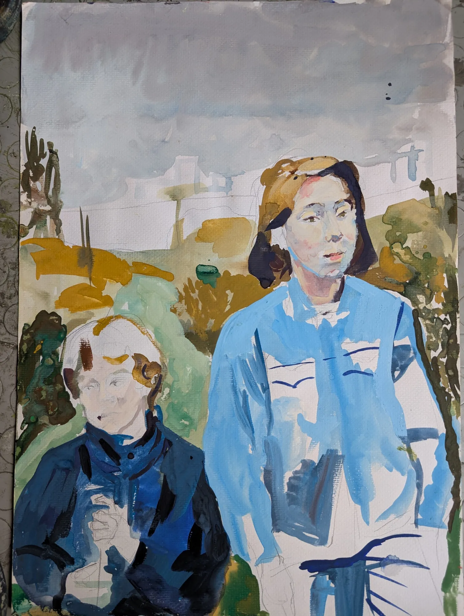 Gouache portrait of Aline Anthony Cucufa