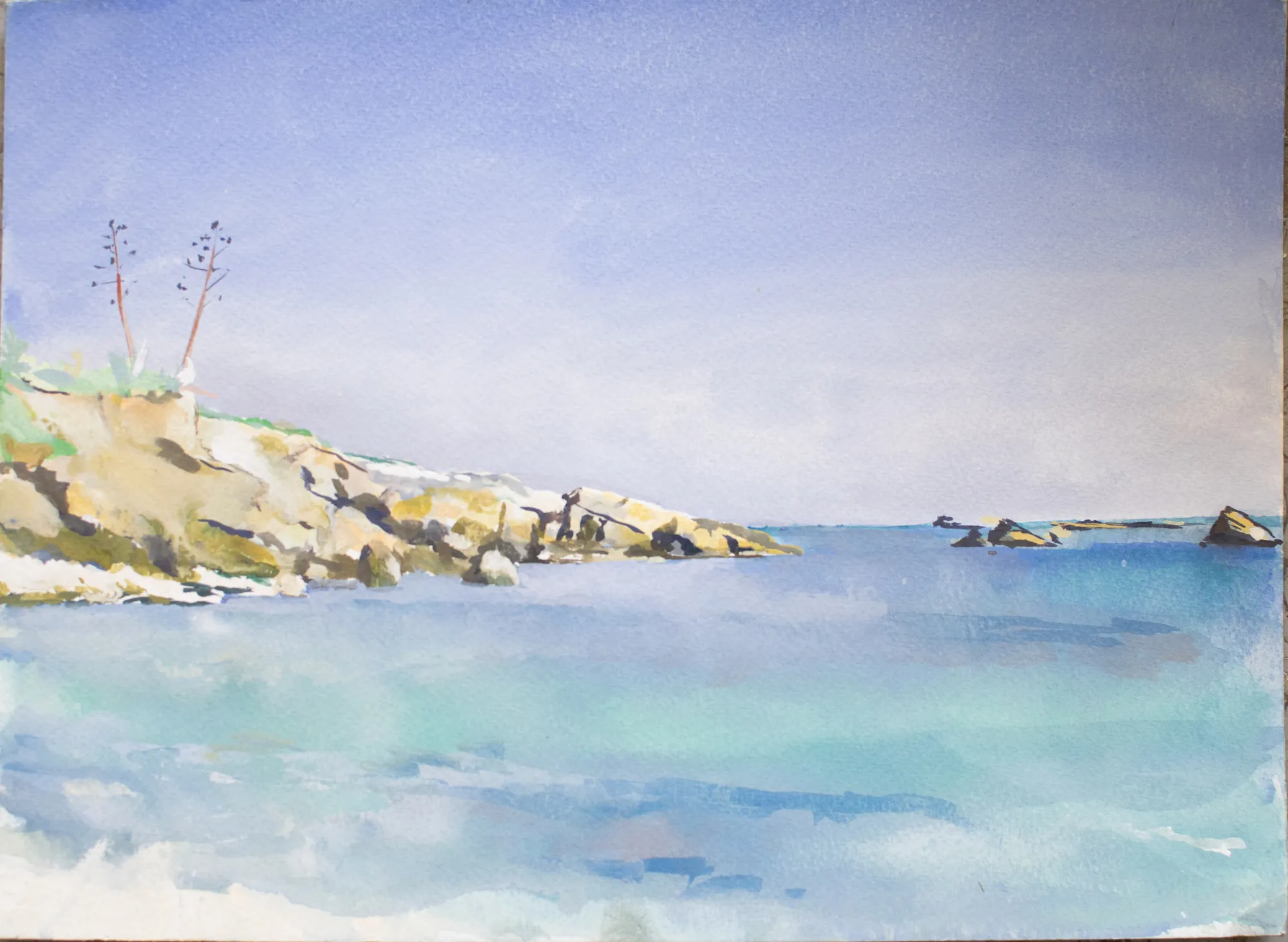 Gouache painting of Spiaggia di Gallina near Avola