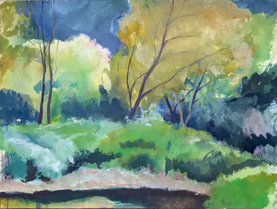 Gouache autumn landscape of the Anapo Valley