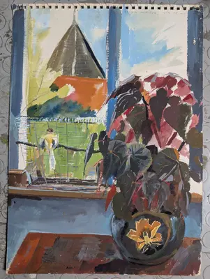 Gouache study of a begonia plant