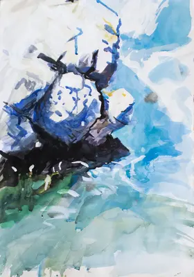 Gouache study of rock formations in France