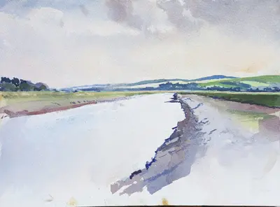 Gouache painting of the River Ouse at Newhaven