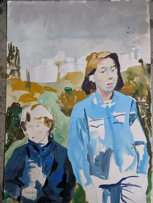 Gouache portrait of Aline Anthony Cucufa