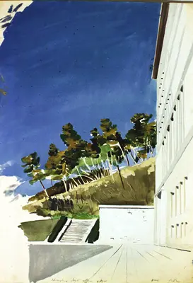 Gouache painting of the Ministero degli Affari Esteri in Rome